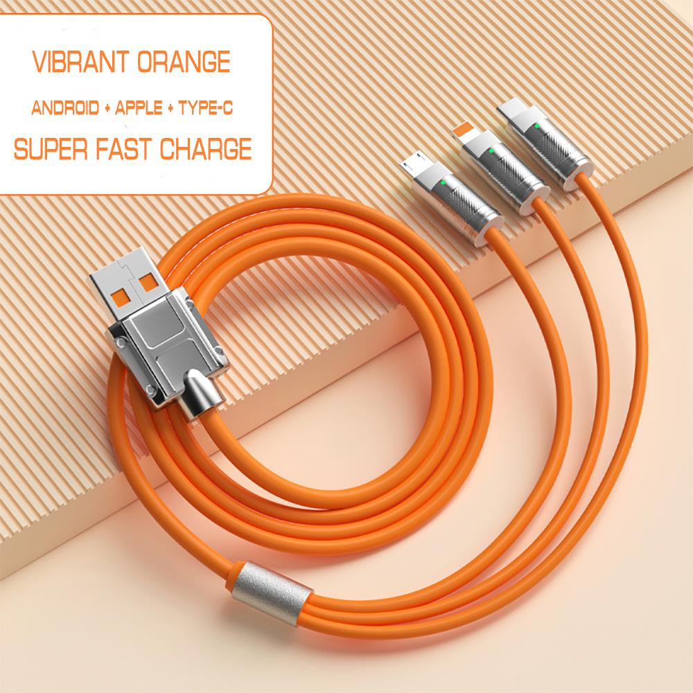 Picture of 120W Zinc Alloy Super Fast Charging Cable For iPhone Lightning Samsung Type C Micro USB Cord 1.2m/47in
